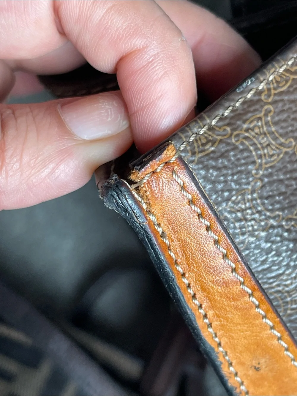 Authentic vintage Celine canvas satchel bag